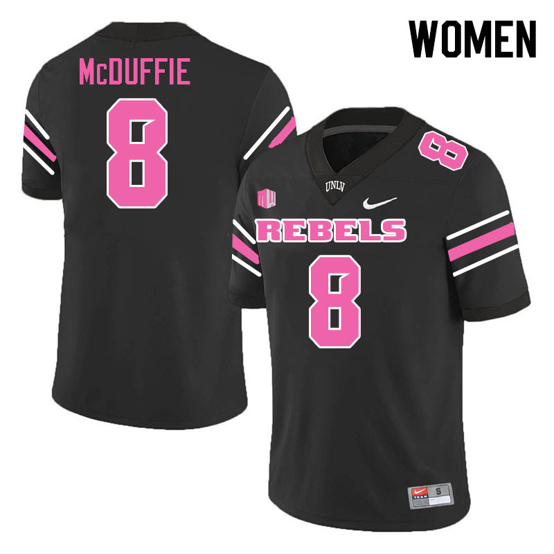 Women #8 Marsel McDuffie UNLV Rebels College Football Jerseys Stitched-Black